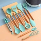 Kit utensílios de cozinha silicone c/13pçs verde su211302