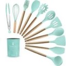 Kit utensílios de cozinha silicone c/13pçs verde su211302