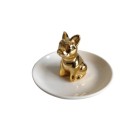 Porta aneis ceramica gold dog branco 44611