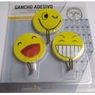 Gancho plástico adesivo smile C/3pçs glp275