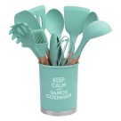 Kit utensílios de cozinha silicone c/13pçs verde su211302