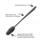 Escova silicone c/1pç para mamadeira / garrafas mz-98307