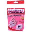 Garfo descartavel sobremesa rosa com 50pçs prafesta