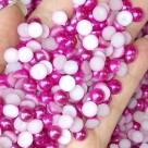 Pérolas meia bola 10mm pink c/1pct