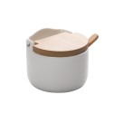 Saleiro de mesa cerâmica com tampa de bambu e colher bianco 5773 lyor