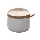 Saleiro de mesa cerâmica com tampa de bambu e colher bianco 5773 lyor