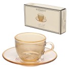 Jogo xícaras para café cristal menfis c/4pçs âmbar com borda dourada 85ml  jgxc091/ab