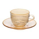 Jogo xícaras para café cristal menfis c/4pçs âmbar com borda dourada 85ml  jgxc091/ab